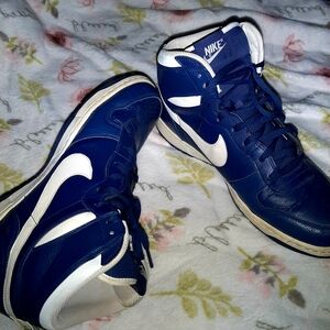 Nike Men's Navy and White High-Top Sneakers Size 15 Mens